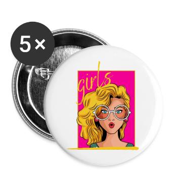 cute girls sticker - Buttons large 2.2'' (5-pack) - white