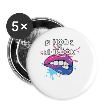 Bi Hook Or Bi Crook Bisexual Rainbow Pride Bisexua - Buttons large 2.2'' (5-pack) - white