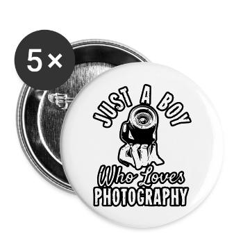 just a boy who loves photography - Buttons large 2.2'' (5-pack) - white
