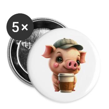 Hog coffe - Buttons large 2.2'' (5-pack) - white