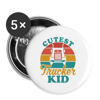 Cutest Trucker Kid - Retro Style - Buttons large 2.2'' (5-pack) - white