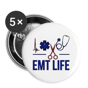 EMT Life Emergency Medical Technician - Buttons large 2.2'' (5-pack) - white