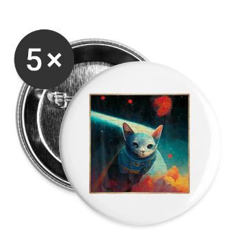 Astronaut Cat Face In Space Painting Art - Buttons large 2.2'' (5-pack) - white