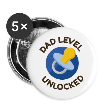 Dad level unlocked - Buttons large 2.2'' (5-pack) - white