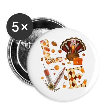 Happy Thanksgiving Turkey Stethoscope Nurselife - Buttons large 2.2'' (5-pack) - white