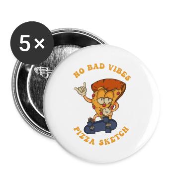 No Bad Vibes Pizza Sketch For Pizza Lovers - Buttons large 2.2'' (5-pack) - white