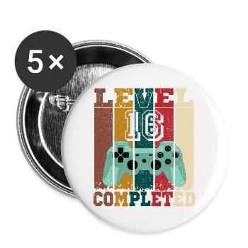 Level 16 Completed, Celebrate Your Gaming Levell - Buttons large 2.2'' (5-pack) - white