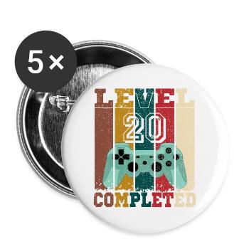 Level 20 Completed, Celebrate Your Gaming Levell - Buttons large 2.2'' (5-pack) - white