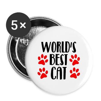 world s best cat - Buttons large 2.2'' (5-pack) - white