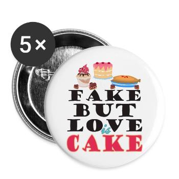 fake but love Cake 1 - Buttons large 2.2'' (5-pack) - white