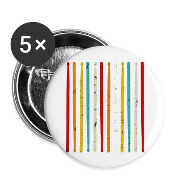 Retro Drumsticks Vintage Drummer - Buttons large 2.2'' (5-pack) - white