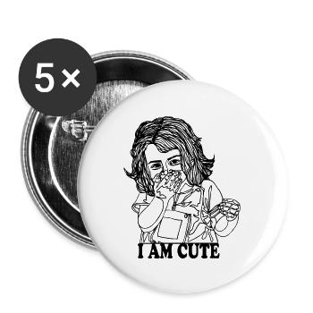 I am cute | Cute little girl smiling innocently - Buttons large 2.2'' (5-pack) - white