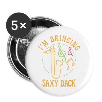 Music Saxophone Classical Music Saxophonist - Buttons large 2.2'' (5-pack) - white