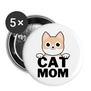 Funny Cat Mom - Buttons large 2.2'' (5-pack) - white