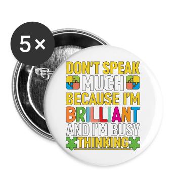 Brilliant Autism - Buttons large 2.2'' (5-pack) - white