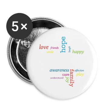 Love Friend Smile Hope Laugh Happy Autism Gift - Buttons large 2.2'' (5-pack) - white