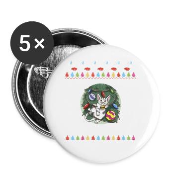 Cat Christmas Decor - Buttons large 2.2'' (5-pack) - white