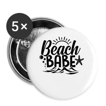 Beach Babe blue - Buttons large 2.2'' (5-pack) - white