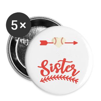 Baseball Sister Cute Girls Women s Softball Tee - Buttons large 2.2'' (5-pack) - white