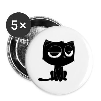 Funny Meh Cat Cute Kitty Cat Hooded - Buttons large 2.2'' (5-pack) - white