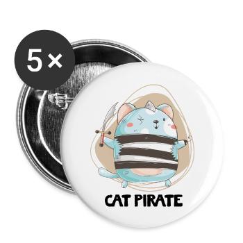 Cat Pirate Funny Cat - Buttons large 2.2'' (5-pack) - white