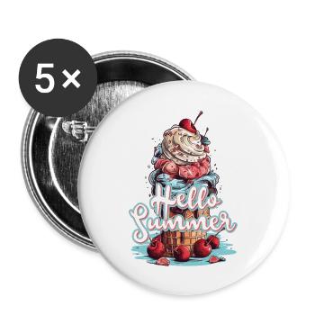 Hello Summer Ice Cream Ice Cream Parlor - Buttons large 2.2'' (5-pack) - white
