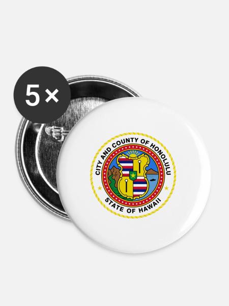 City And County Of Honolulu State Of Hawaii - Buttons large 2.2'' (5-pack) - white