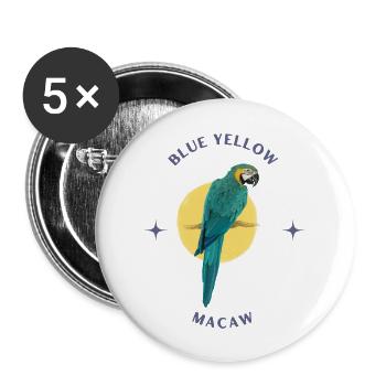Blue Yellow Macaw - Buttons large 2.2'' (5-pack) - white