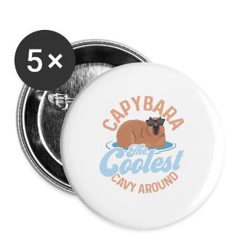 Capybara The Coolest Cavy Around Capibara Owner Ma - Buttons large 2.2'' (5-pack) - white
