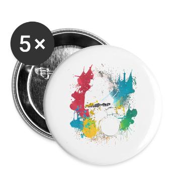 Drums musician drummer - Buttons large 2.2'' (5-pack) - white