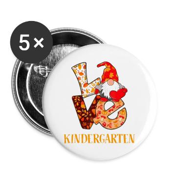 Kindergarten Love Autumn Gnome For Teachers And - Buttons large 2.2'' (5-pack) - white