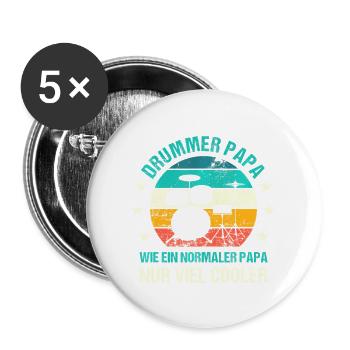 Drummer Papa Drummer Father Drum Kit - Buttons large 2.2'' (5-pack) - white