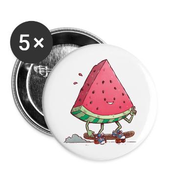 Watermelon Slice Skater - Buttons large 2.2'' (5-pack) - white