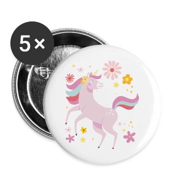 Unicorn Cute Children Girl - Buttons large 2.2'' (5-pack) - white