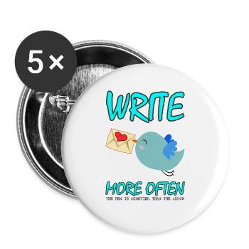 WRITE MORE OFTEN - Buttons large 2.2'' (5-pack) - white