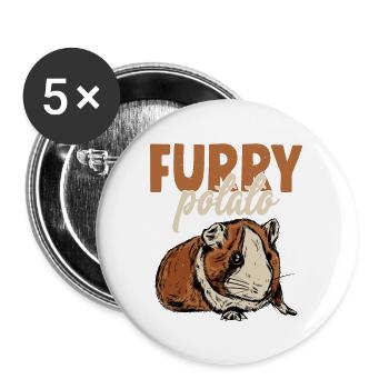 Furry Potato Rodent Guniea Pig Cavy Lover - Buttons large 2.2'' (5-pack) - white