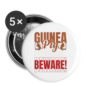 Guinea Pig Enthusiast. Beware! Cavy Lover Rodent - Buttons large 2.2'' (5-pack) - white