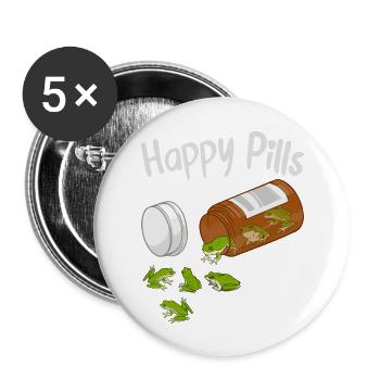 Happy Pills Funny Frogs - Buttons large 2.2'' (5-pack) - white