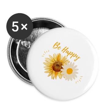 Be Happy - Buttons large 2.2'' (5-pack) - white