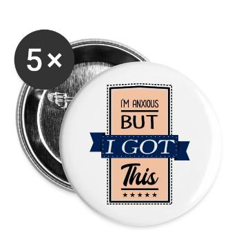 Im Anxious but I got this Vintage Style hipster - Buttons large 2.2'' (5-pack) - white