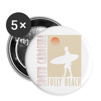 Folly Beach South Carolina - Buttons large 2.2'' (5-pack) - white