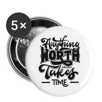 takes time - Buttons large 2.2'' (5-pack) - white