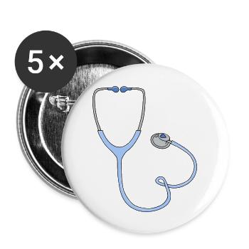 DESIGNBlue heart stethoscope - Buttons large 2.2'' (5-pack) - white
