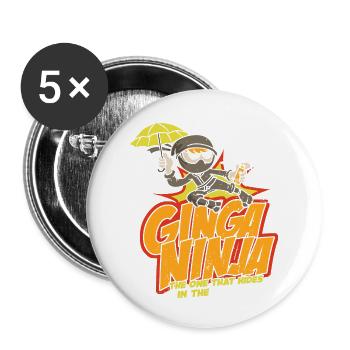 The Ginga Ninja blue - Buttons large 2.2'' (5-pack) - white