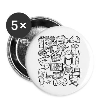 Cinema Doodles Movies Screen Popcorn - Buttons large 2.2'' (5-pack) - white