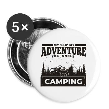 adventure camping pine tree mountain - Buttons large 2.2'' (5-pack) - white