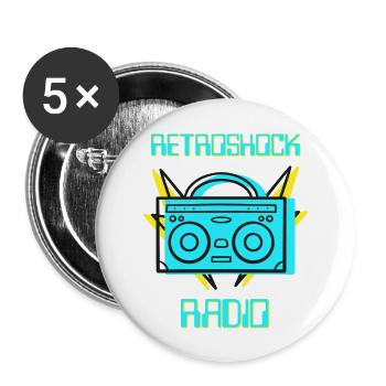 Retro Shock Radio Old School Music - Buttons large 2.2'' (5-pack) - white