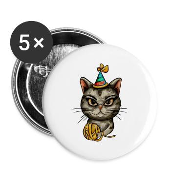 Shorthair cat, Funny Cat - Buttons large 2.2'' (5-pack) - white
