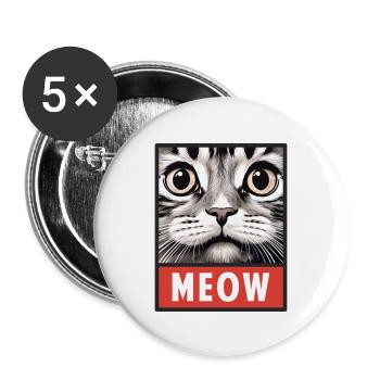 Meow Cute Funny Cat Face - Buttons large 2.2'' (5-pack) - white