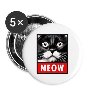 Meow Cute Funny Cat Face - Buttons large 2.2'' (5-pack) - white